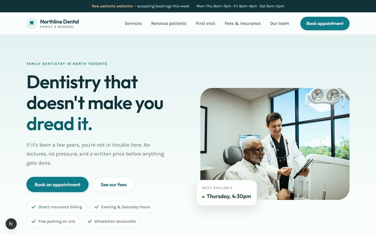 Northline Dental demo homepage